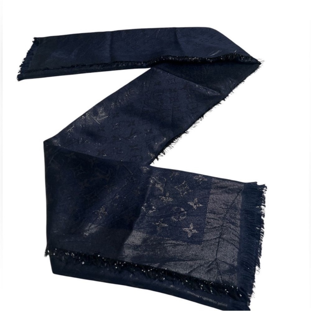 EUC Louis Vuitton Shawl Midnight Navy Blue Scarf - Picture 3 of 7
